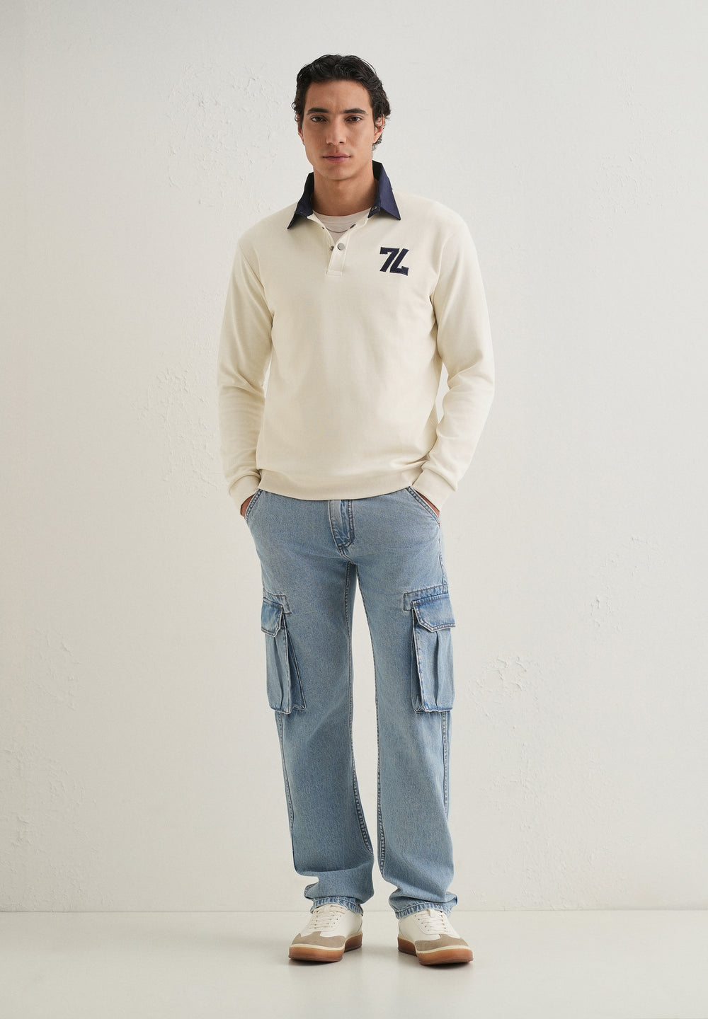 White Polo Knitted Sweatshirt