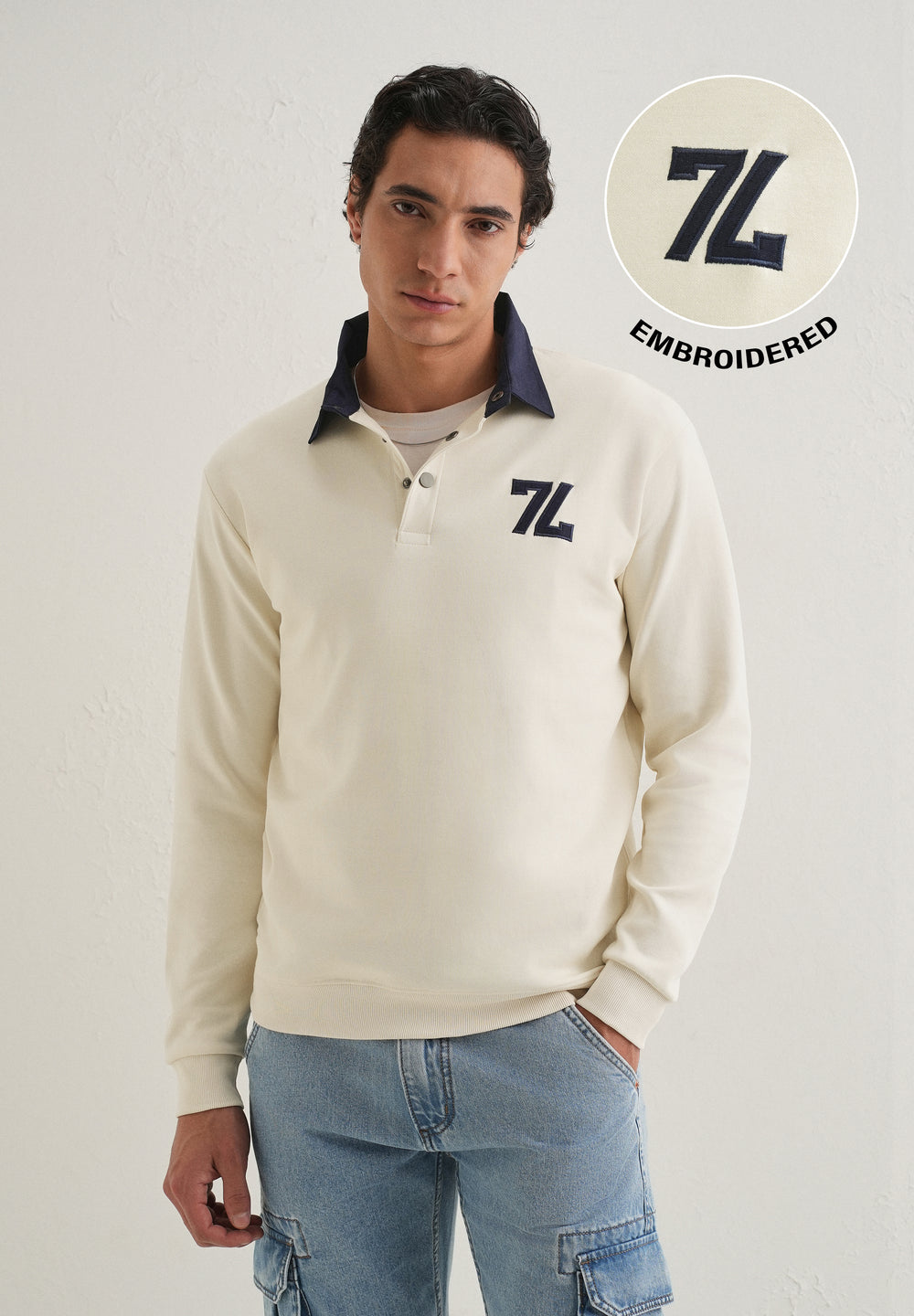 White Polo Knitted Sweatshirt