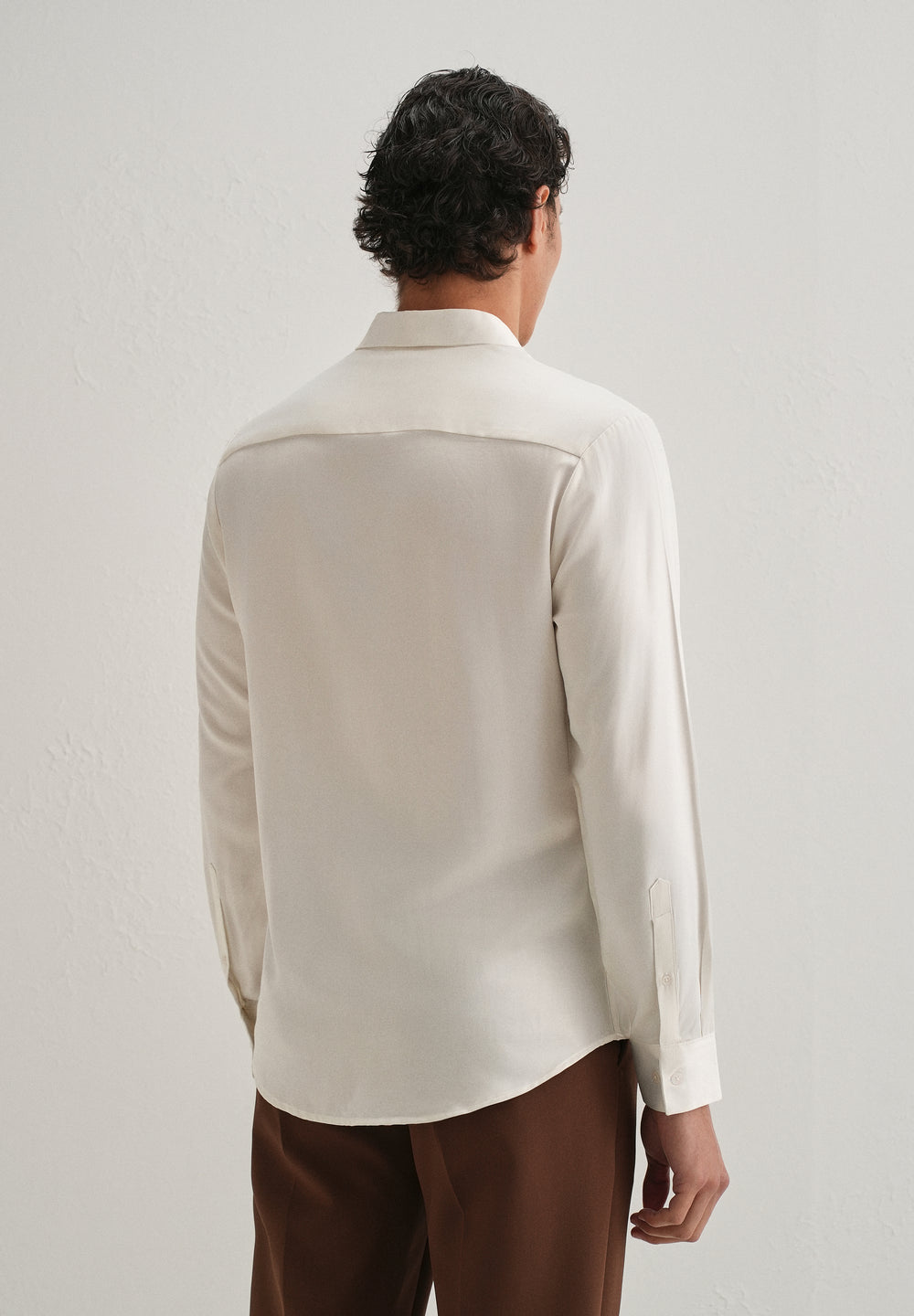 White Premium Leather-Look Satin Finish Shirt