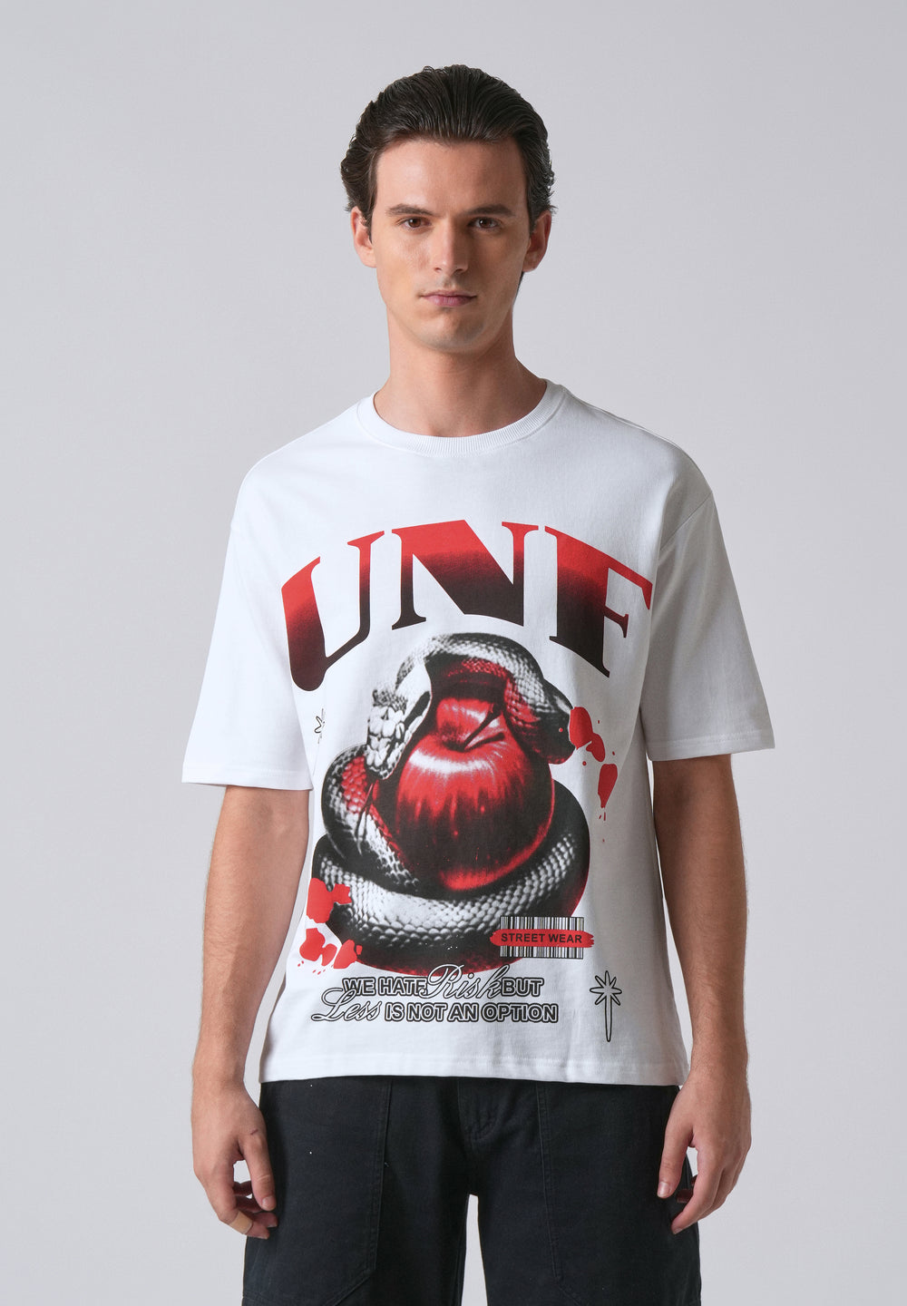 White Print Relaxed Fit T- shirt