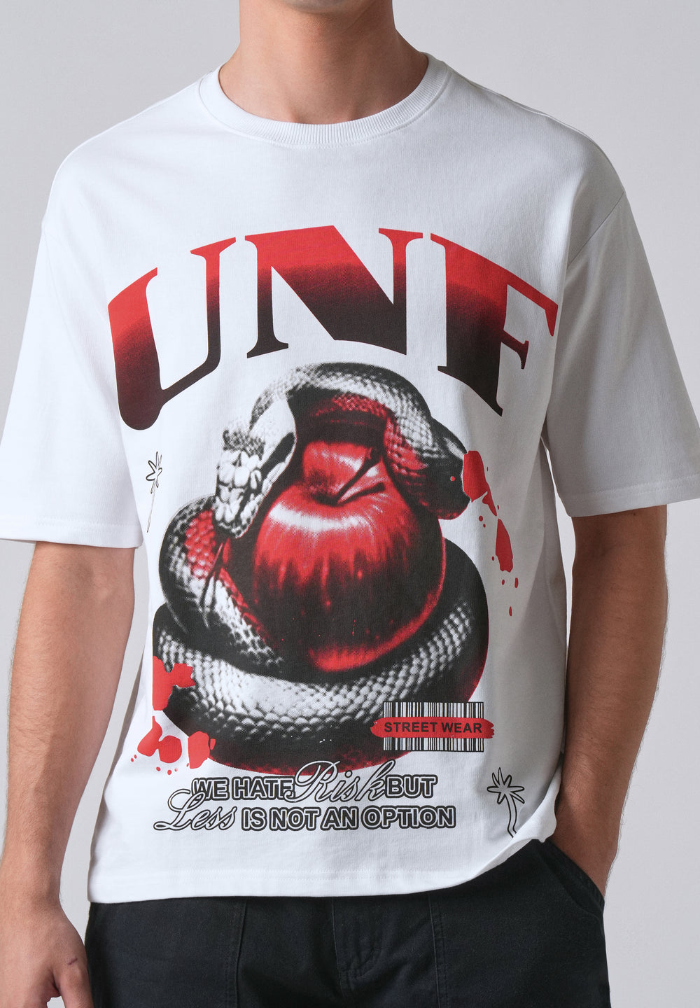 White Print Relaxed Fit T- shirt