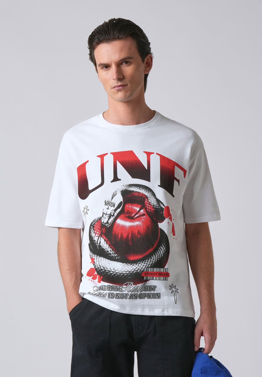 White Print Relaxed Fit T- shirt