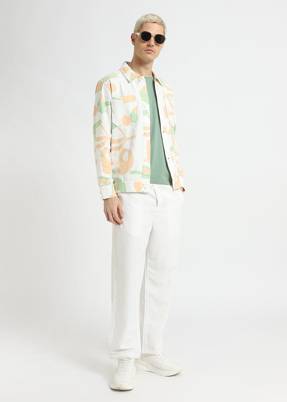 White Artsy Print Summer Jacket