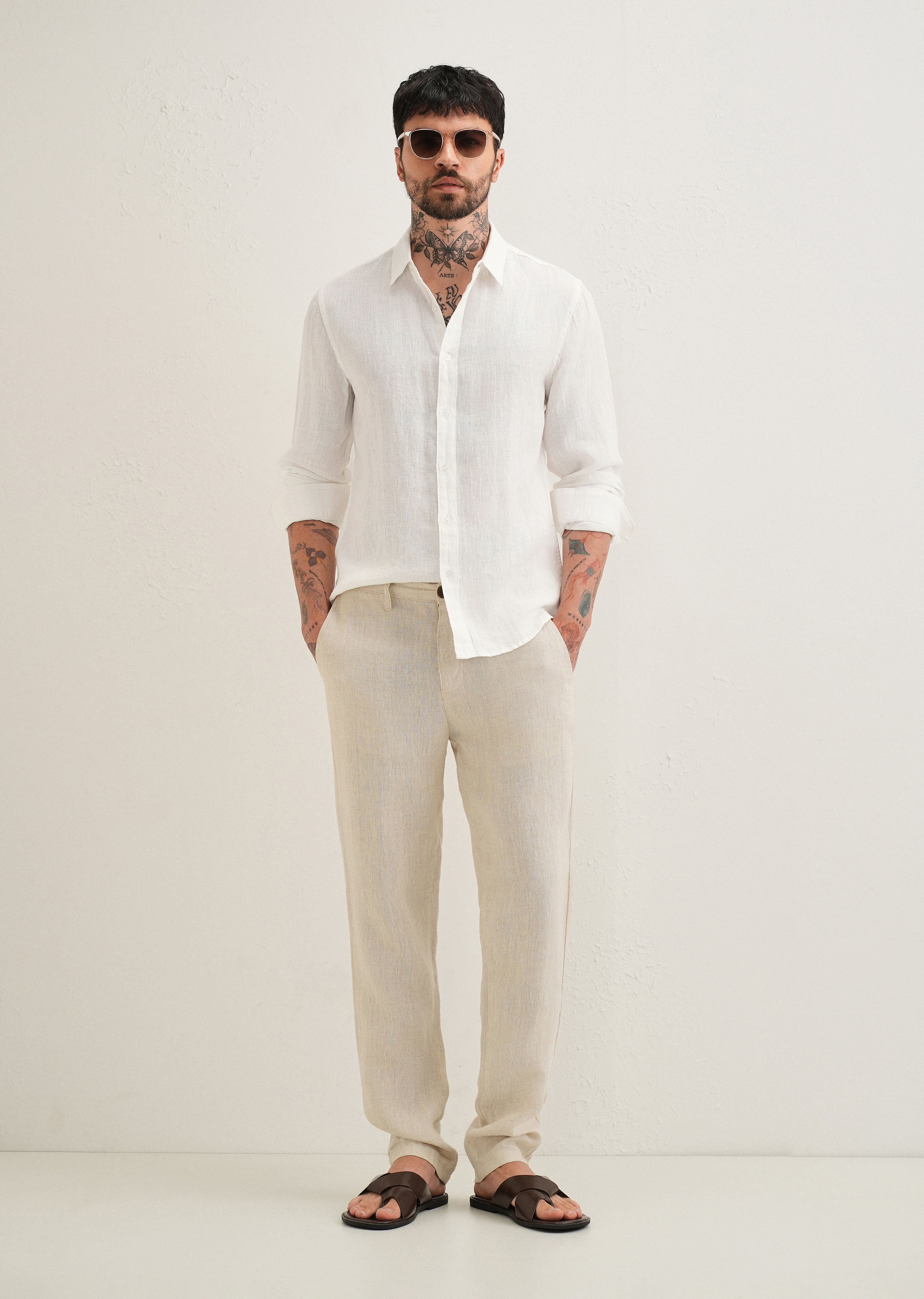 White Pure Linen Shirt