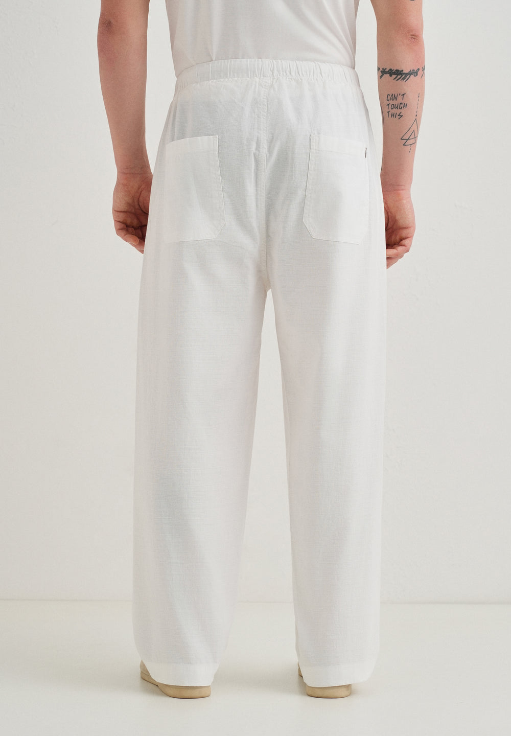 White Relaxed Fit Cotton Trouser