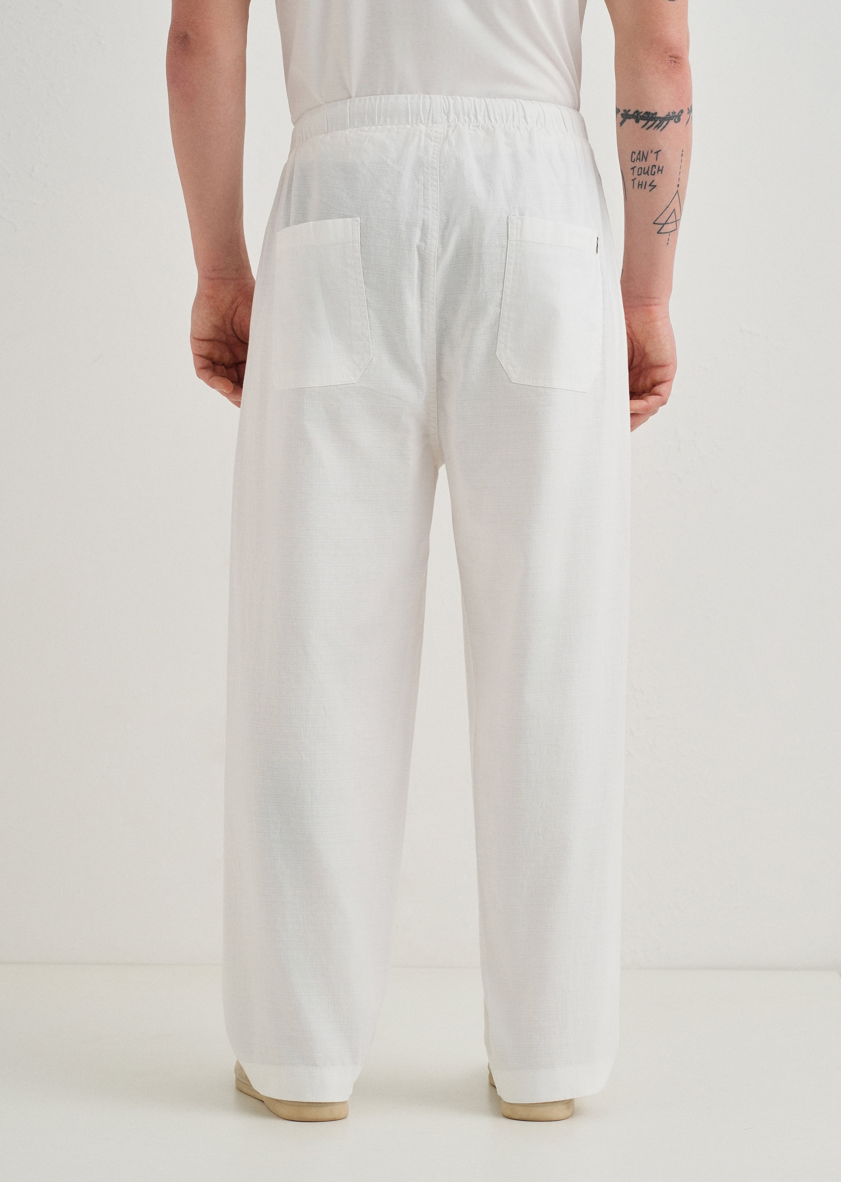 White Relaxed Fit Cotton Trouser