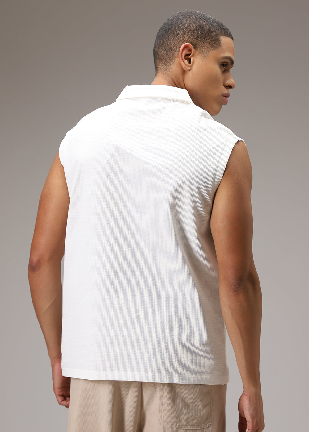 White Ribbed Polo Tank