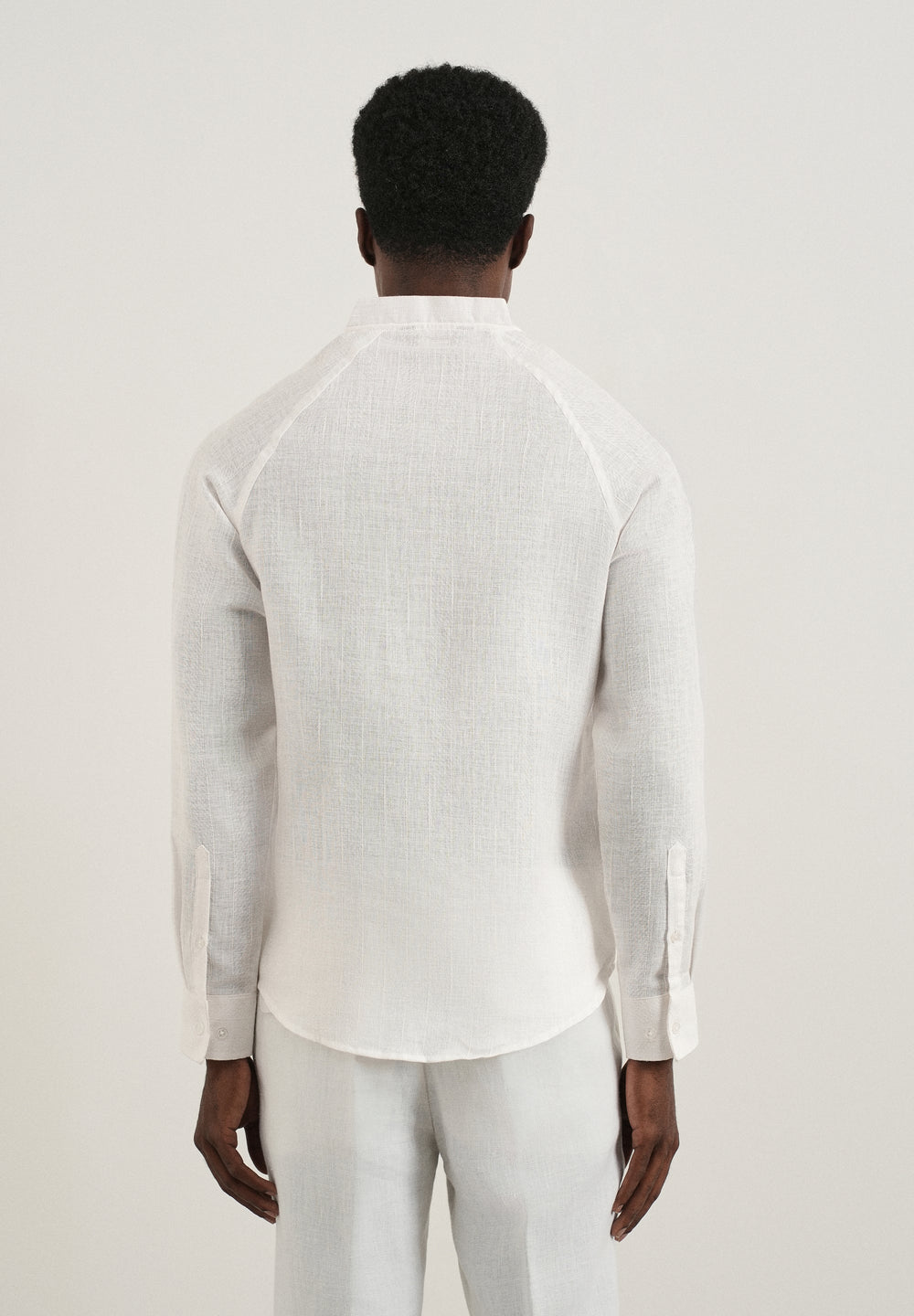 White Self Pattern Raglan Shirt