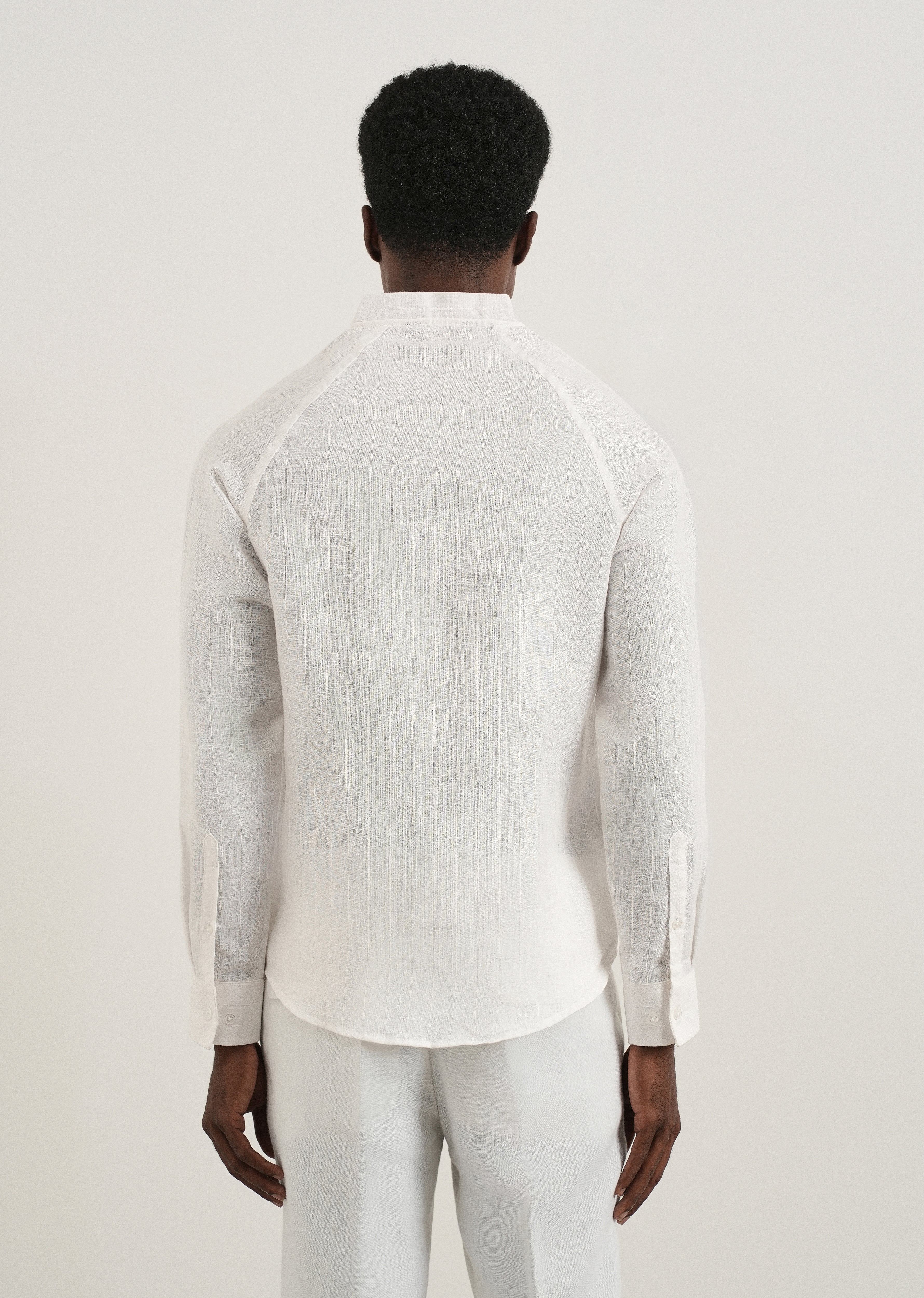 White Self Pattern Raglan Shirt