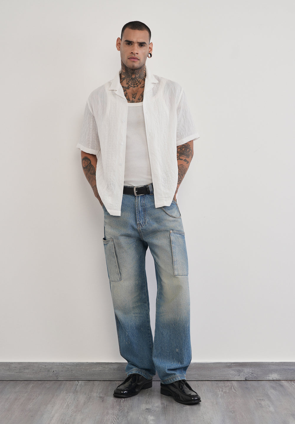 White Self Patterned Shirt