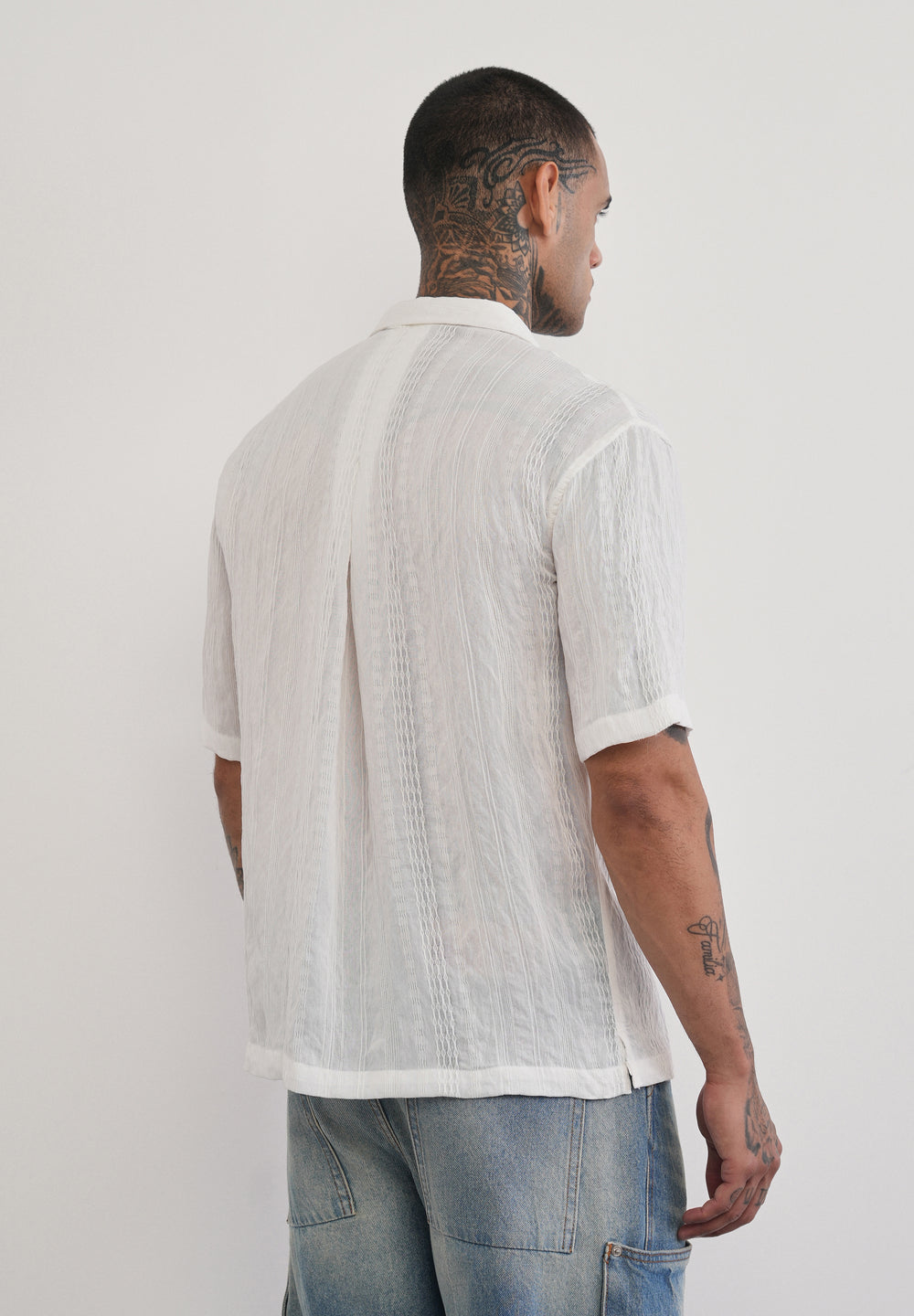 White Self Patterned Shirt