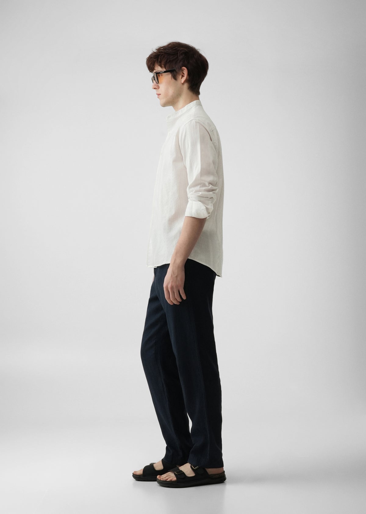 White Self Stripe Cotton Shirt