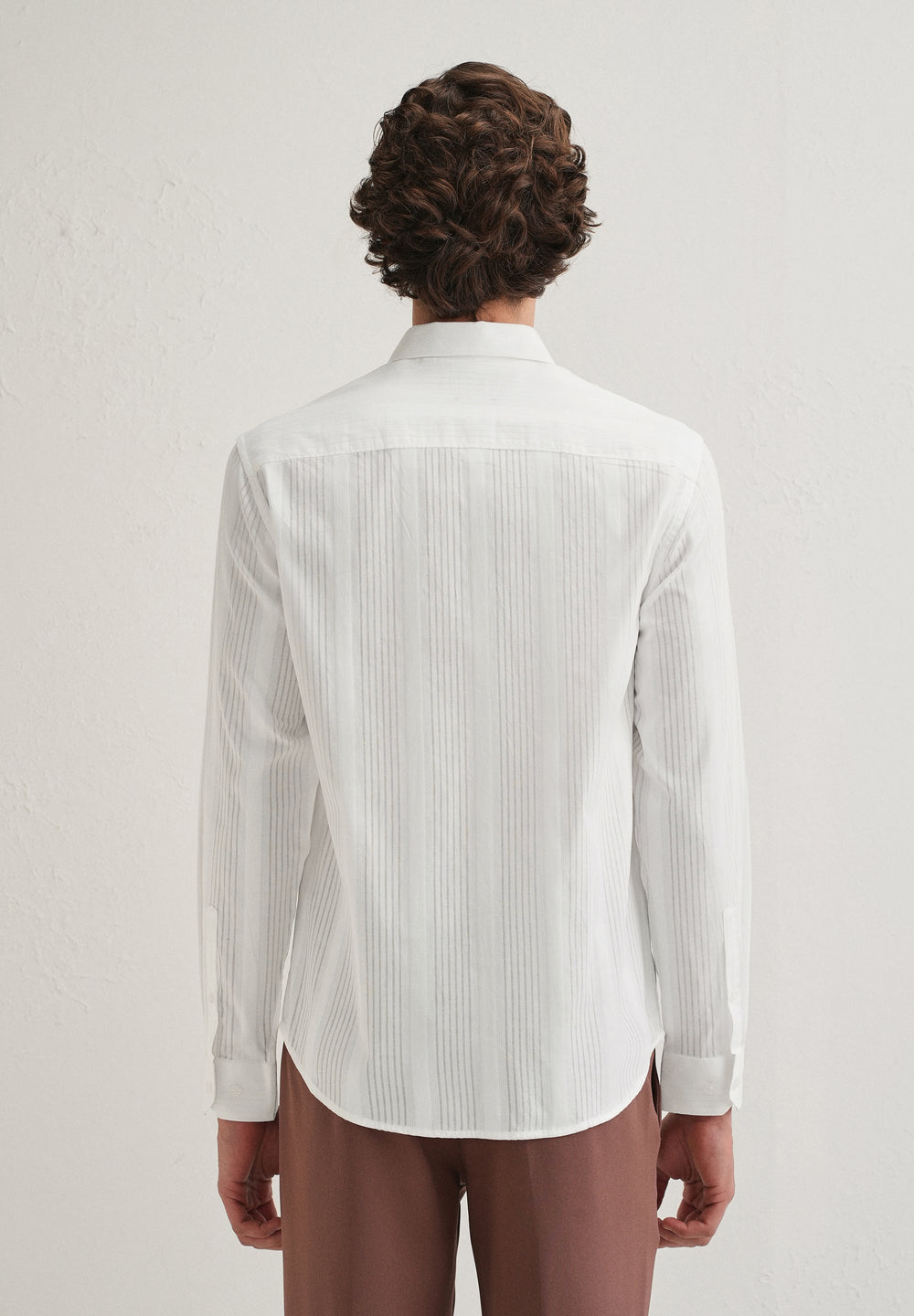 White Self Striped Shirt