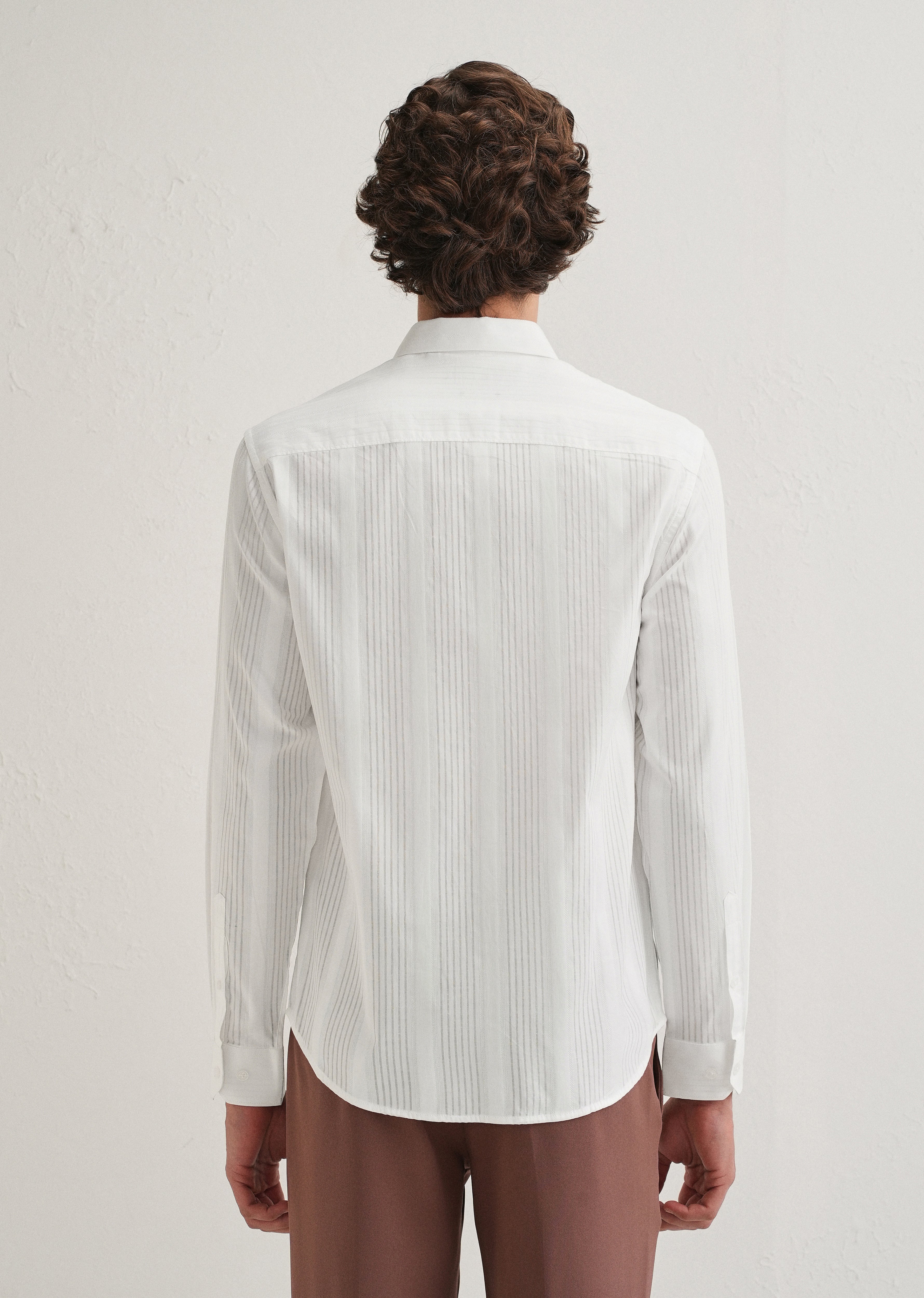 White Self Striped Shirt