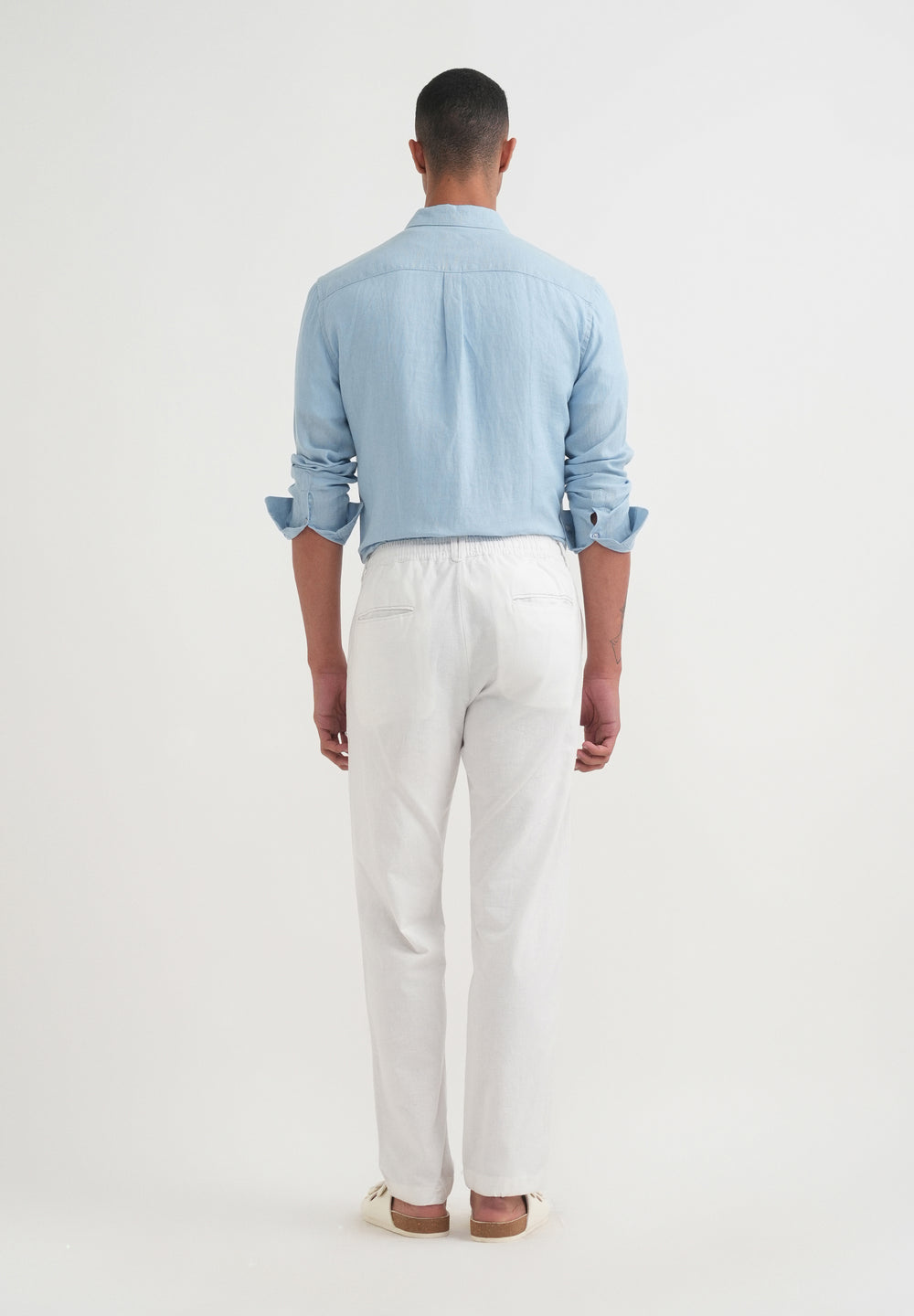 White Semi-Elasticated Relaxed Fit Trouser