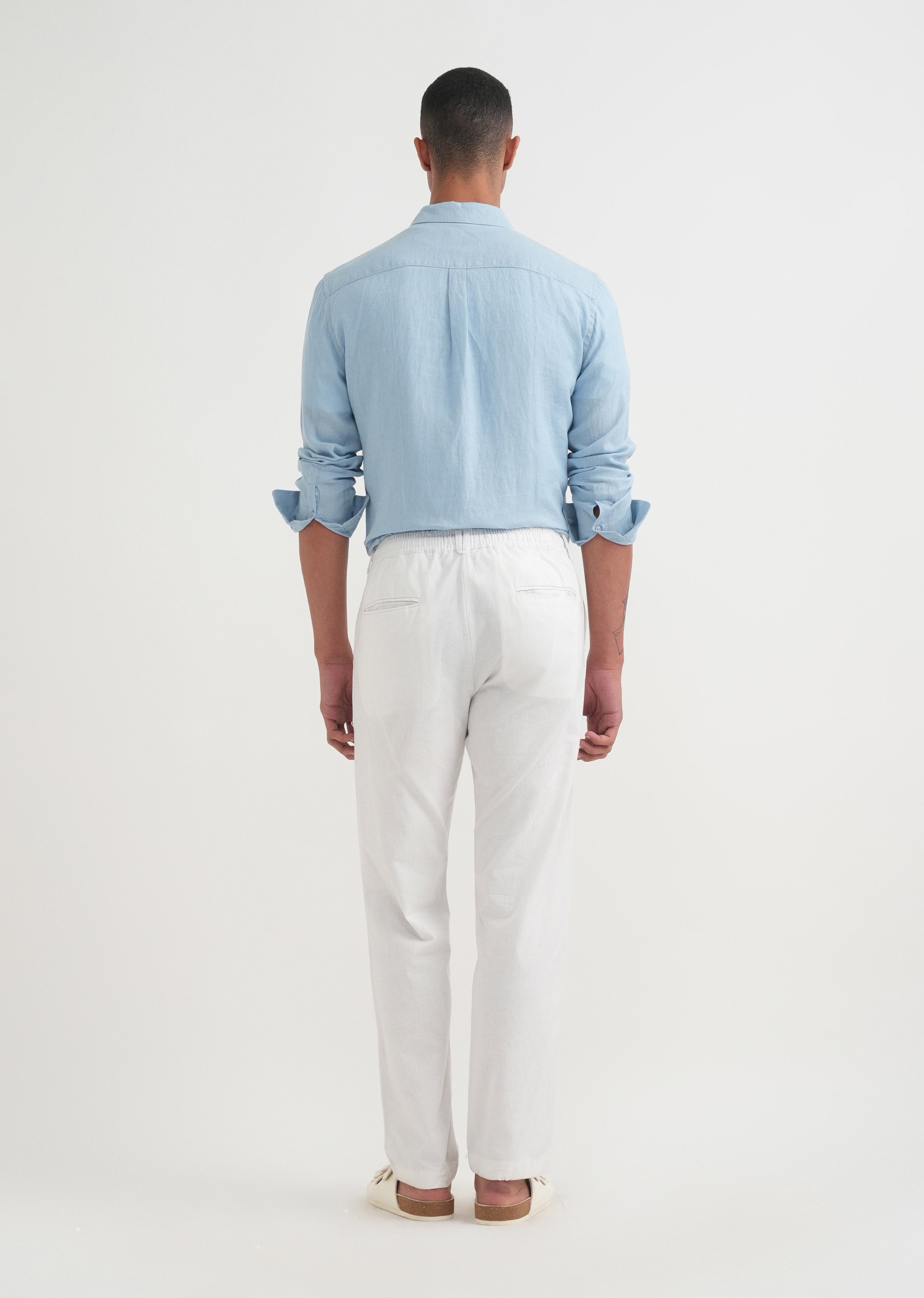 White Semi-Elasticated Relaxed Fit Trouser