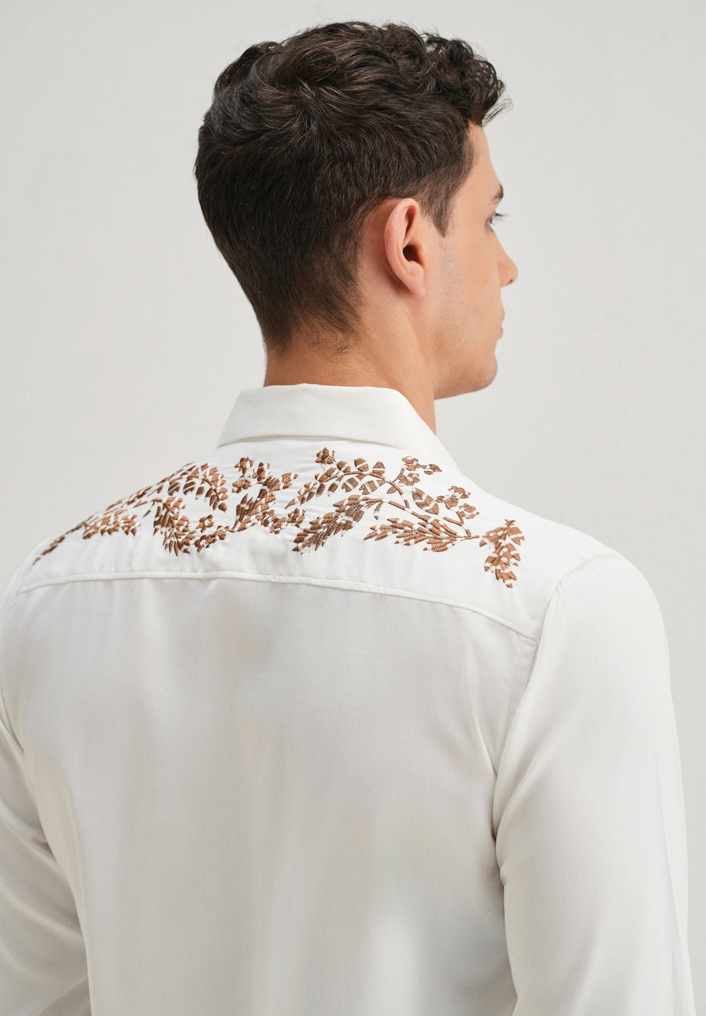 White Shoulder Embroidery Designer Shirt