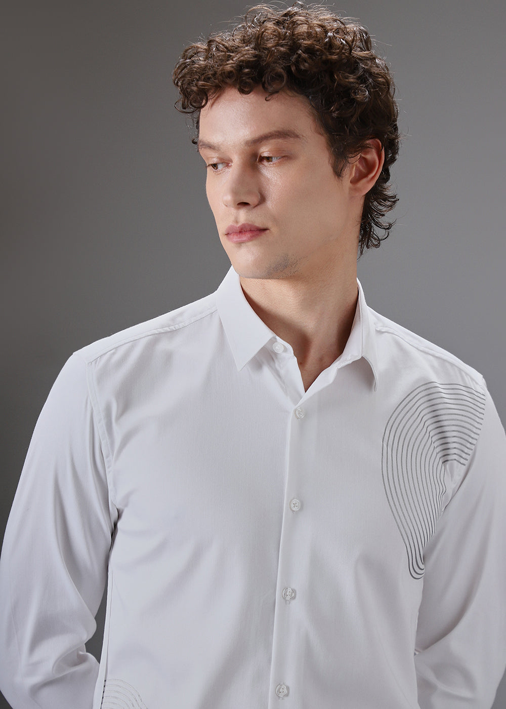 White Symmetric Foil Designer Shirt