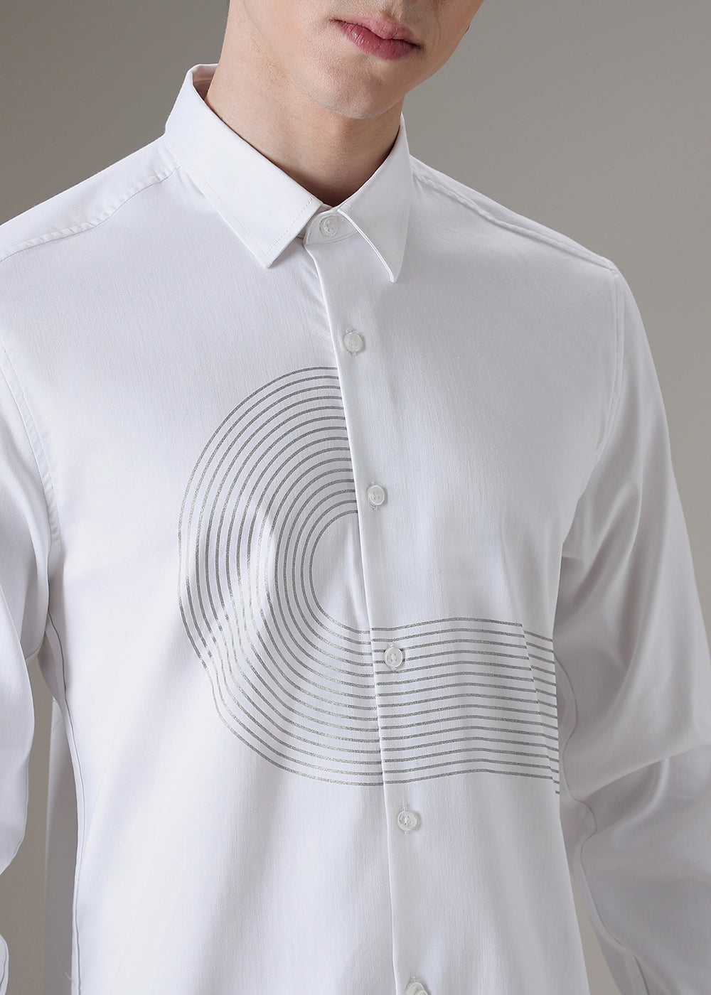 White Silver Foil Designer Shirt