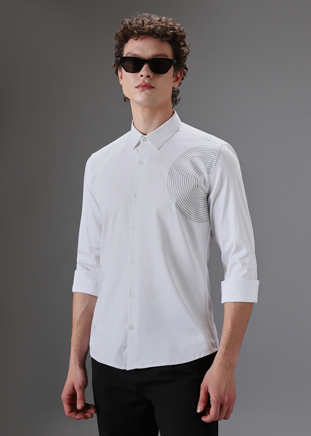 White Symmetric Foil Designer Shirt