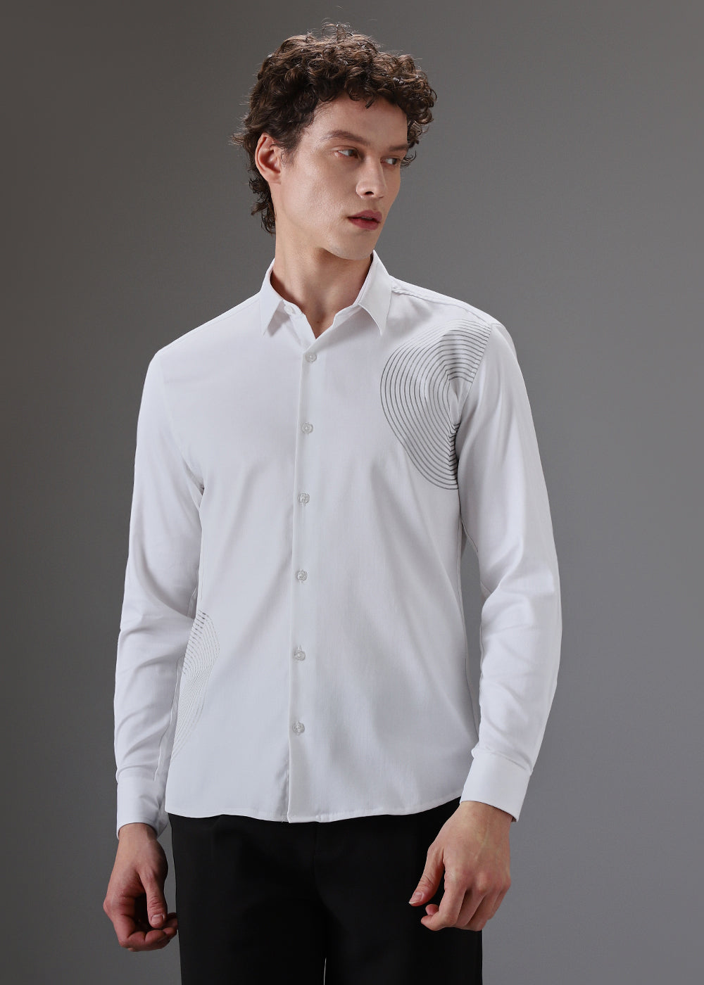 White Symmetric Foil Designer Shirt