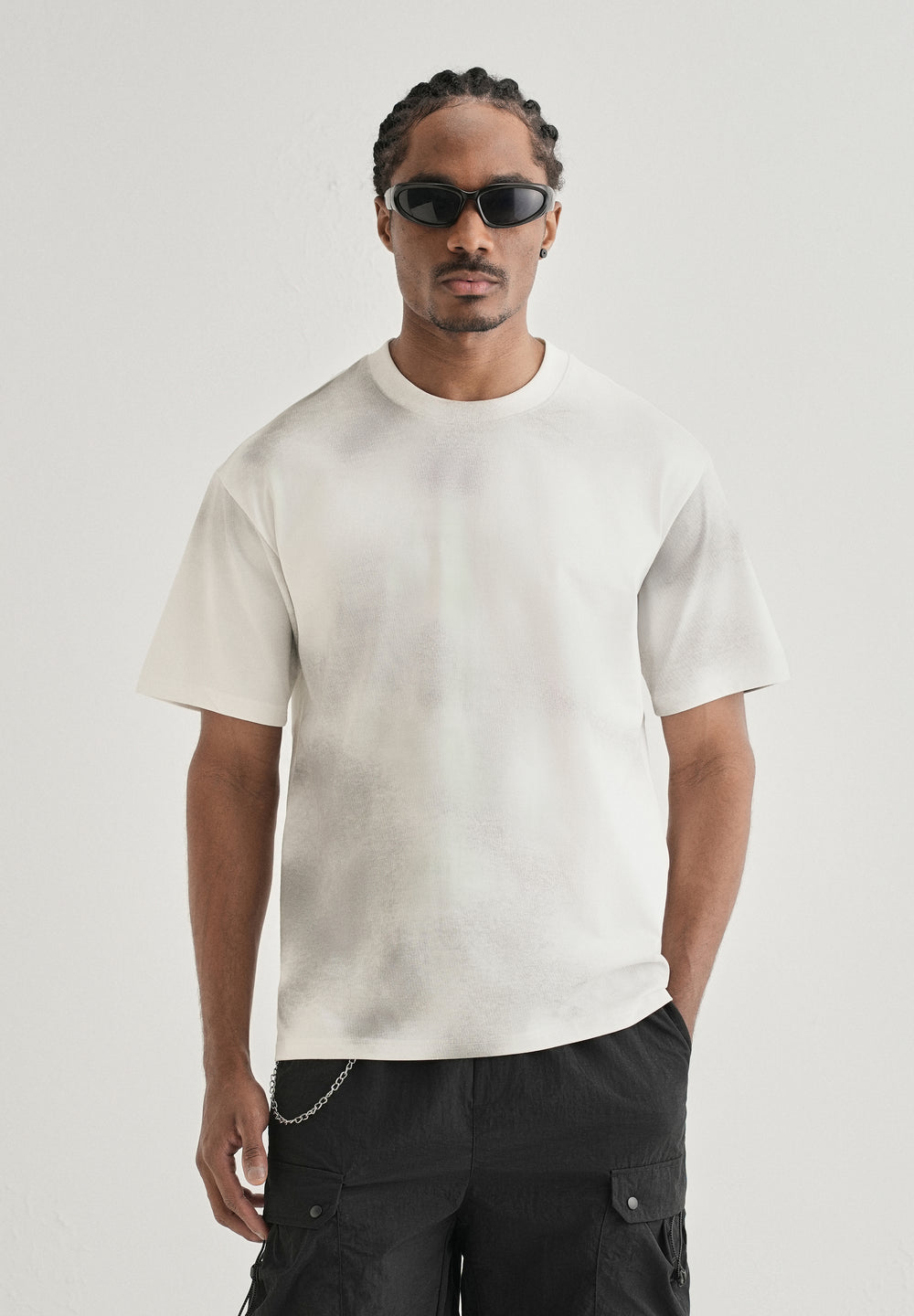 White Smudge Wash Oversized T-shirt