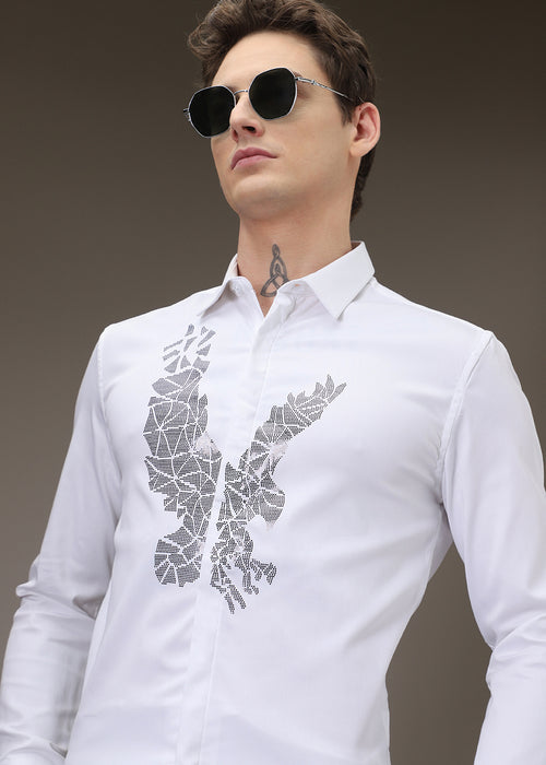 White Soar Eagle Sequenced Shirt