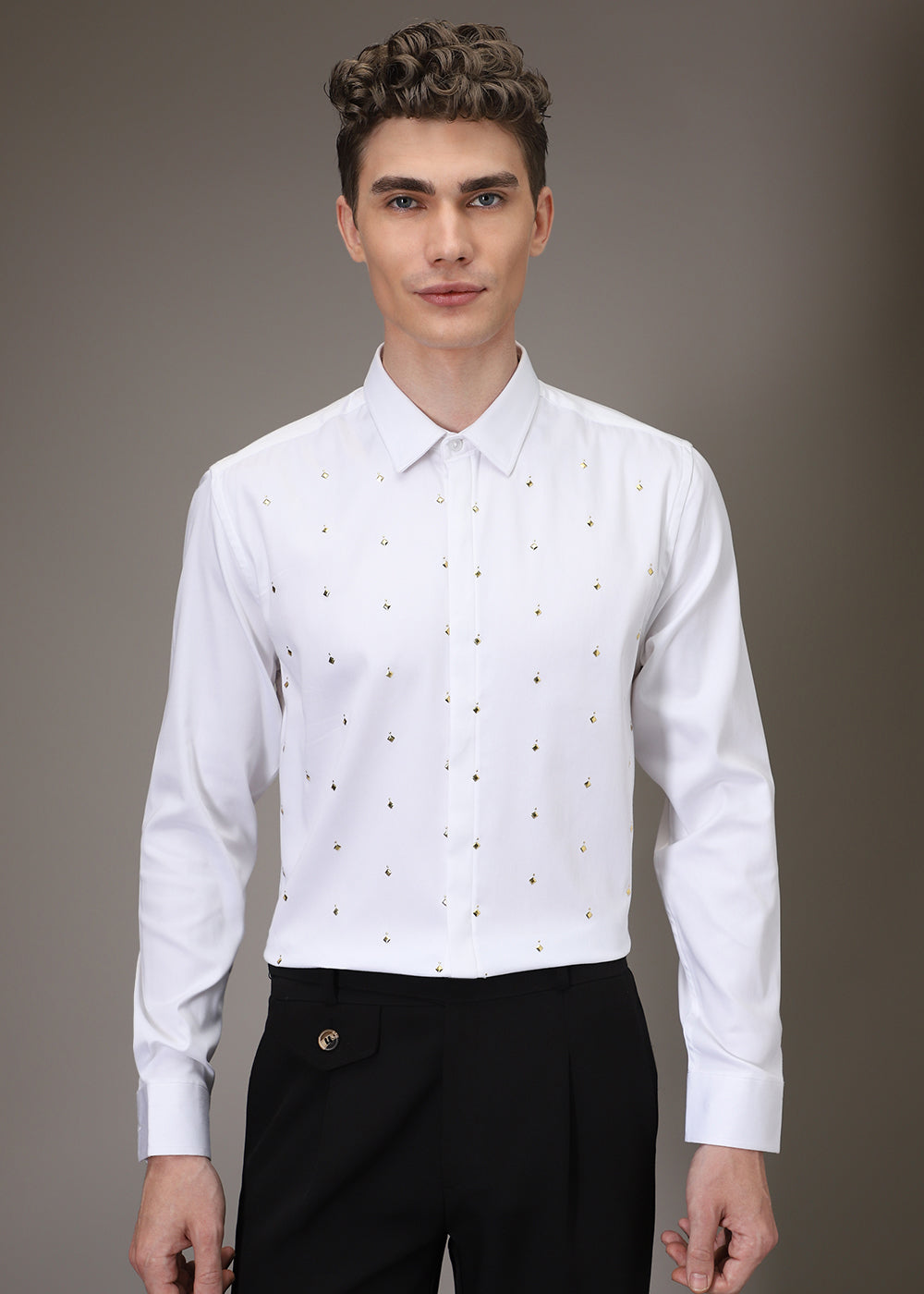 White Sparkler Designer Shirt