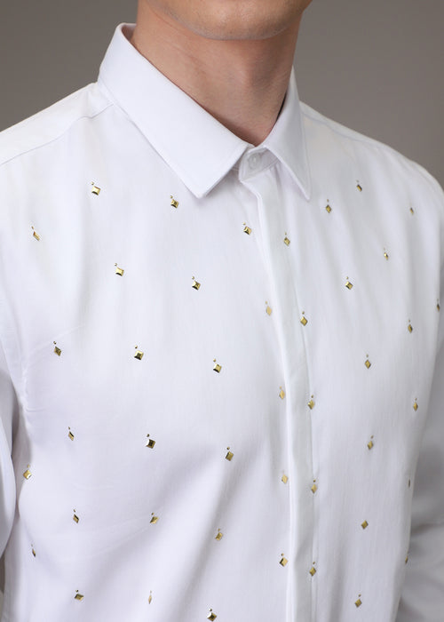 White Sparkler Designer Shirt