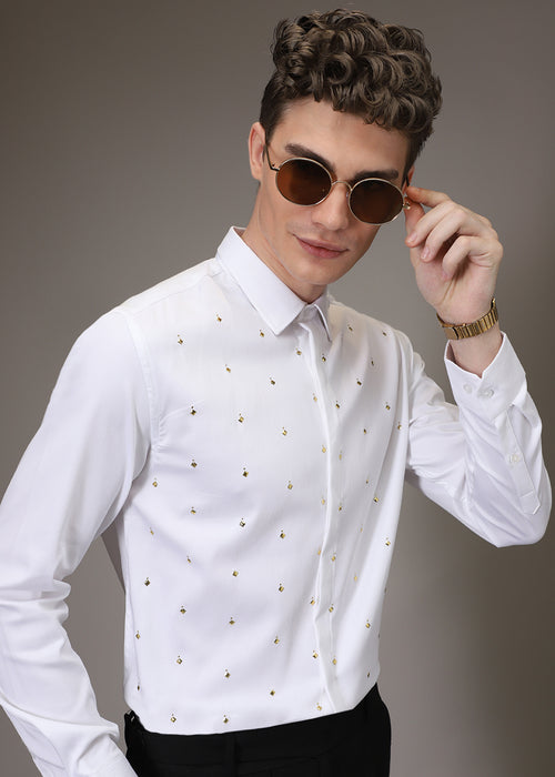 White Sparkler Designer Shirt