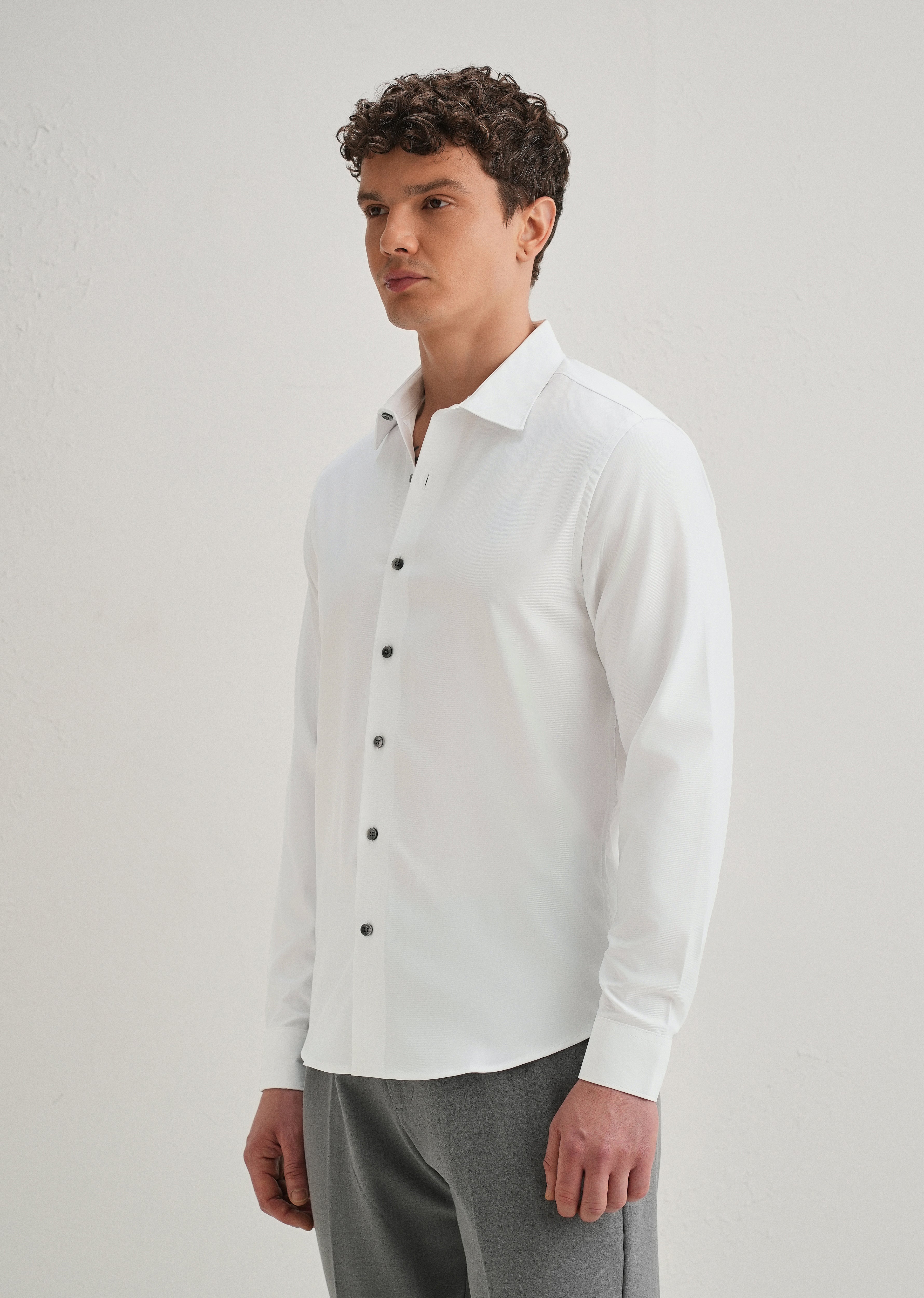 White Stitchless Placket Plain Shirt