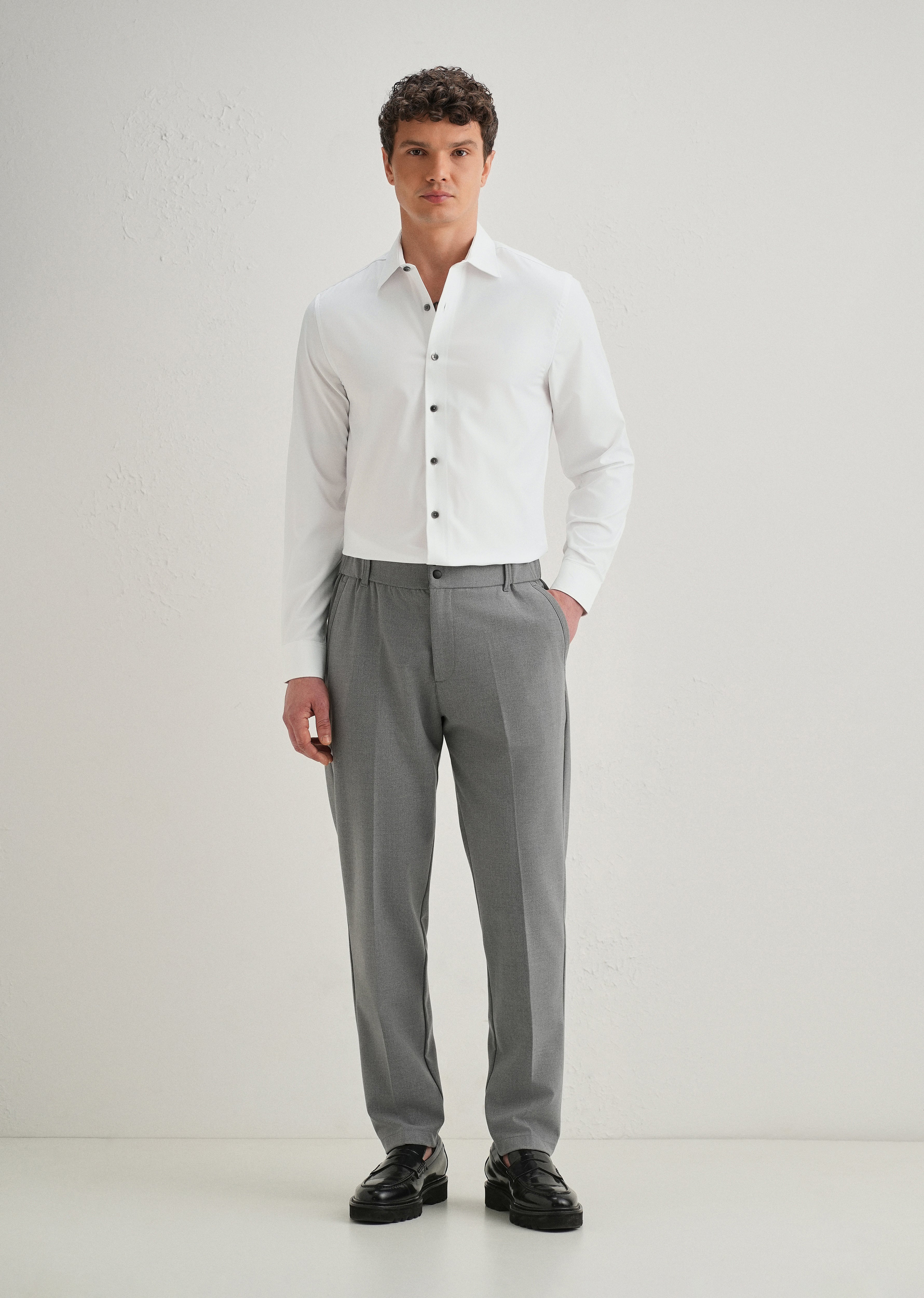 White Stitchless Placket Plain Shirt