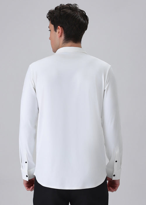 White Plain Stitchless Stretch Shirt