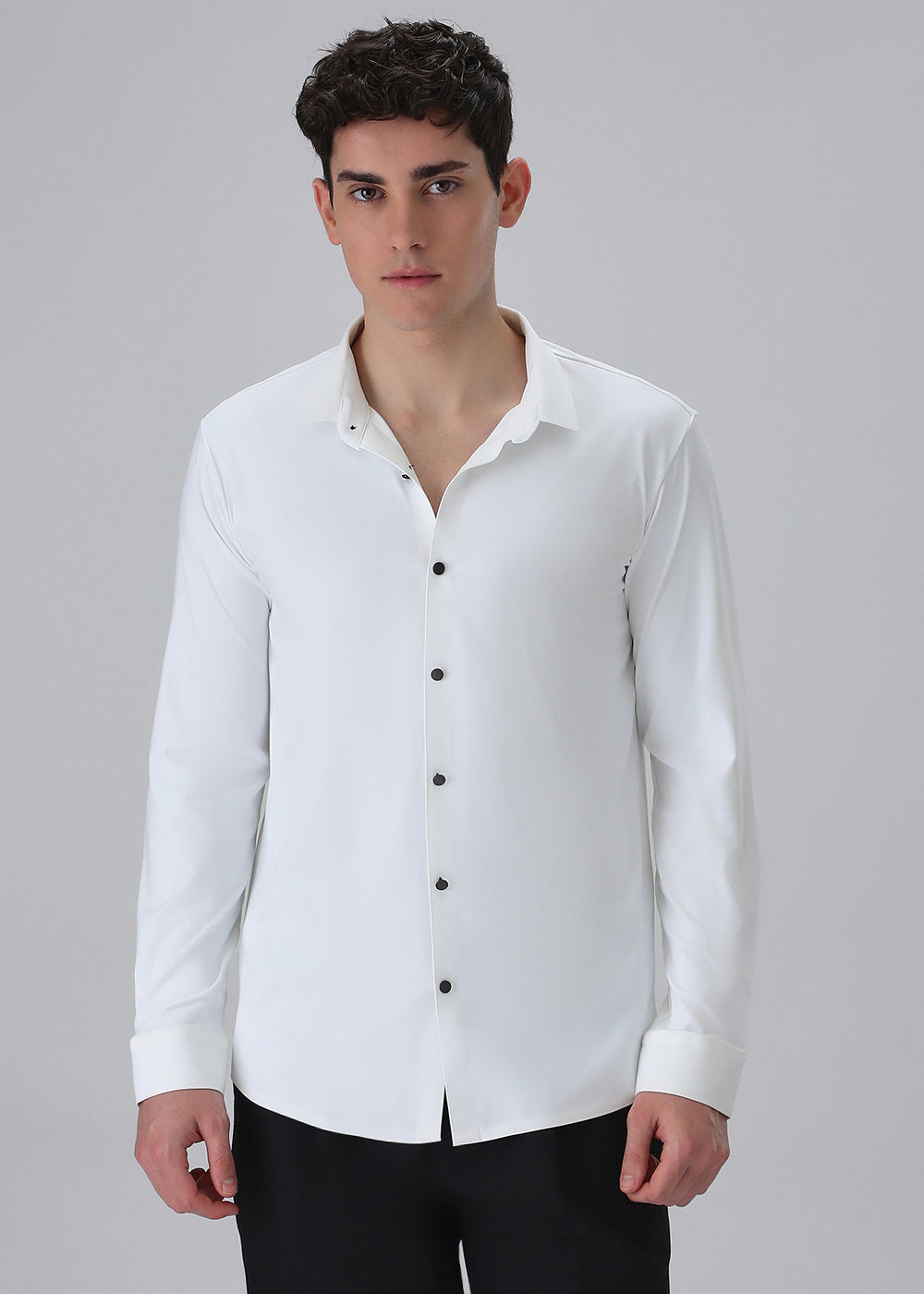 White Plain Stitchless Stretch Shirt