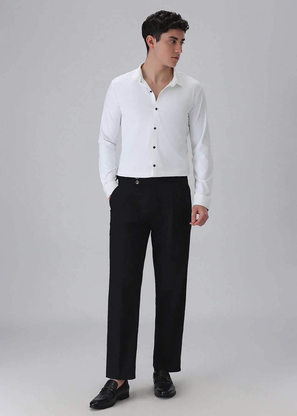 White Plain Stitchless Stretch Shirt