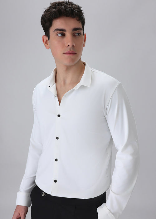 White Plain Stitchless Stretch Shirt