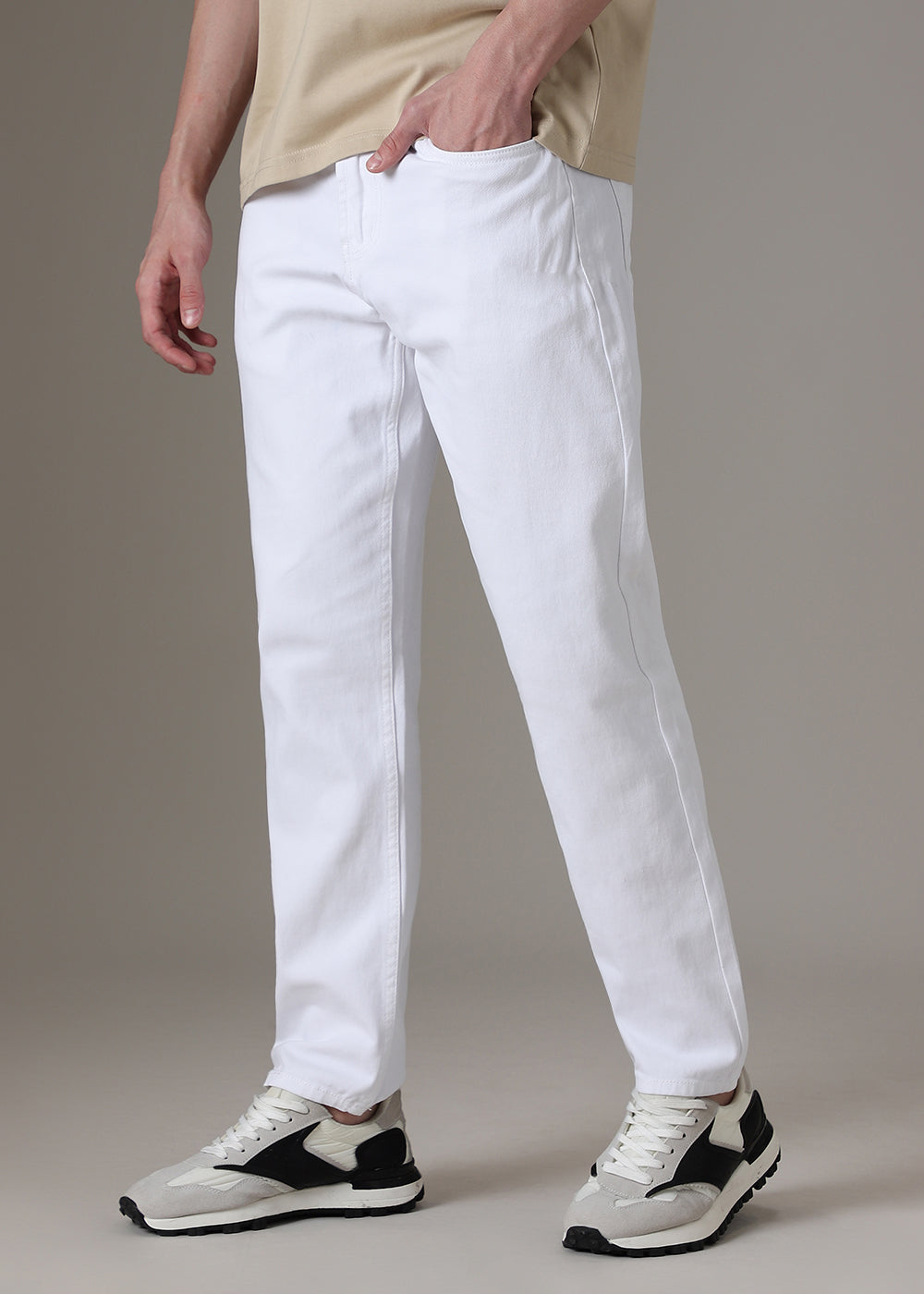 White Straight Fit Denim