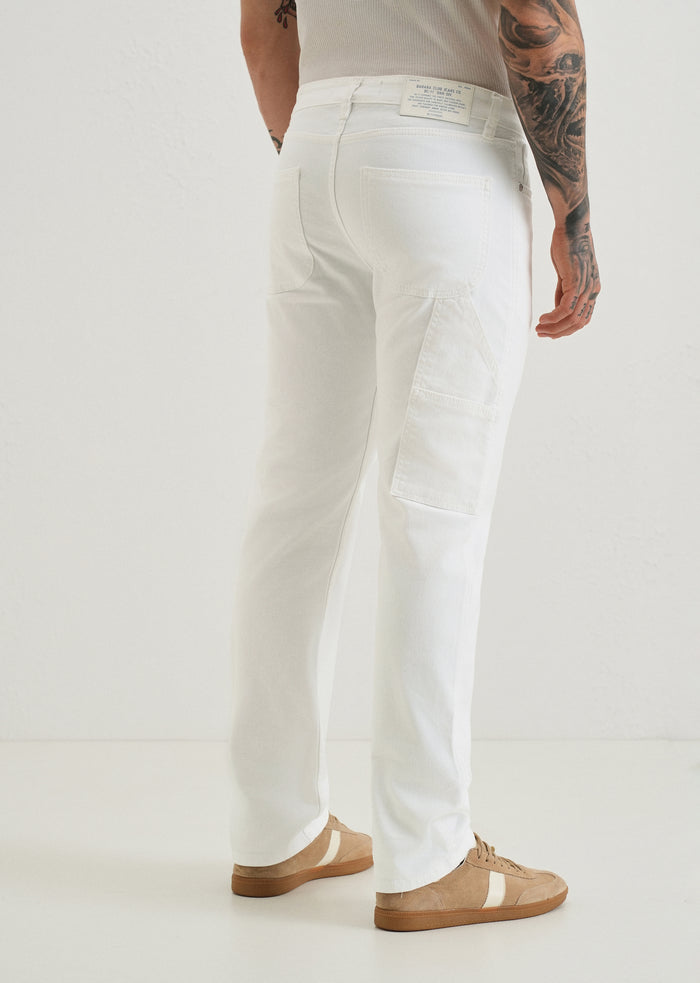 Men's White Distressed Straight Fit Jeans