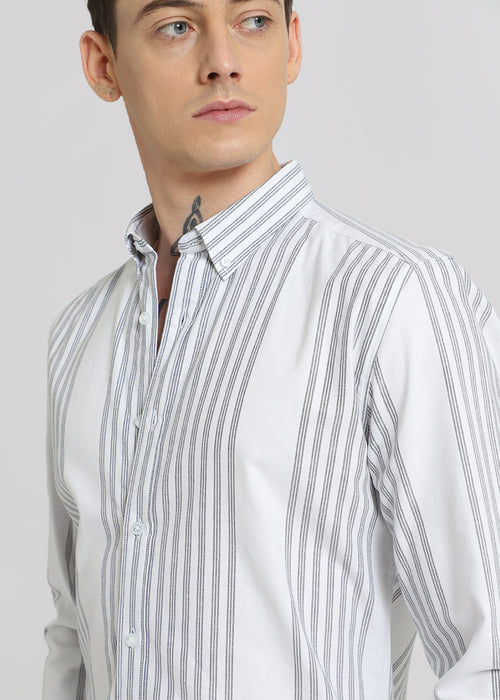 White Oxford Stripe Cotton Shirt