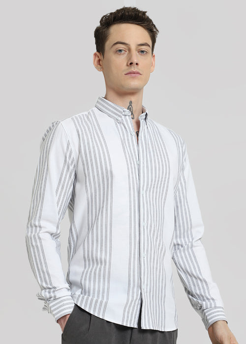 White Oxford Stripe Cotton Shirt