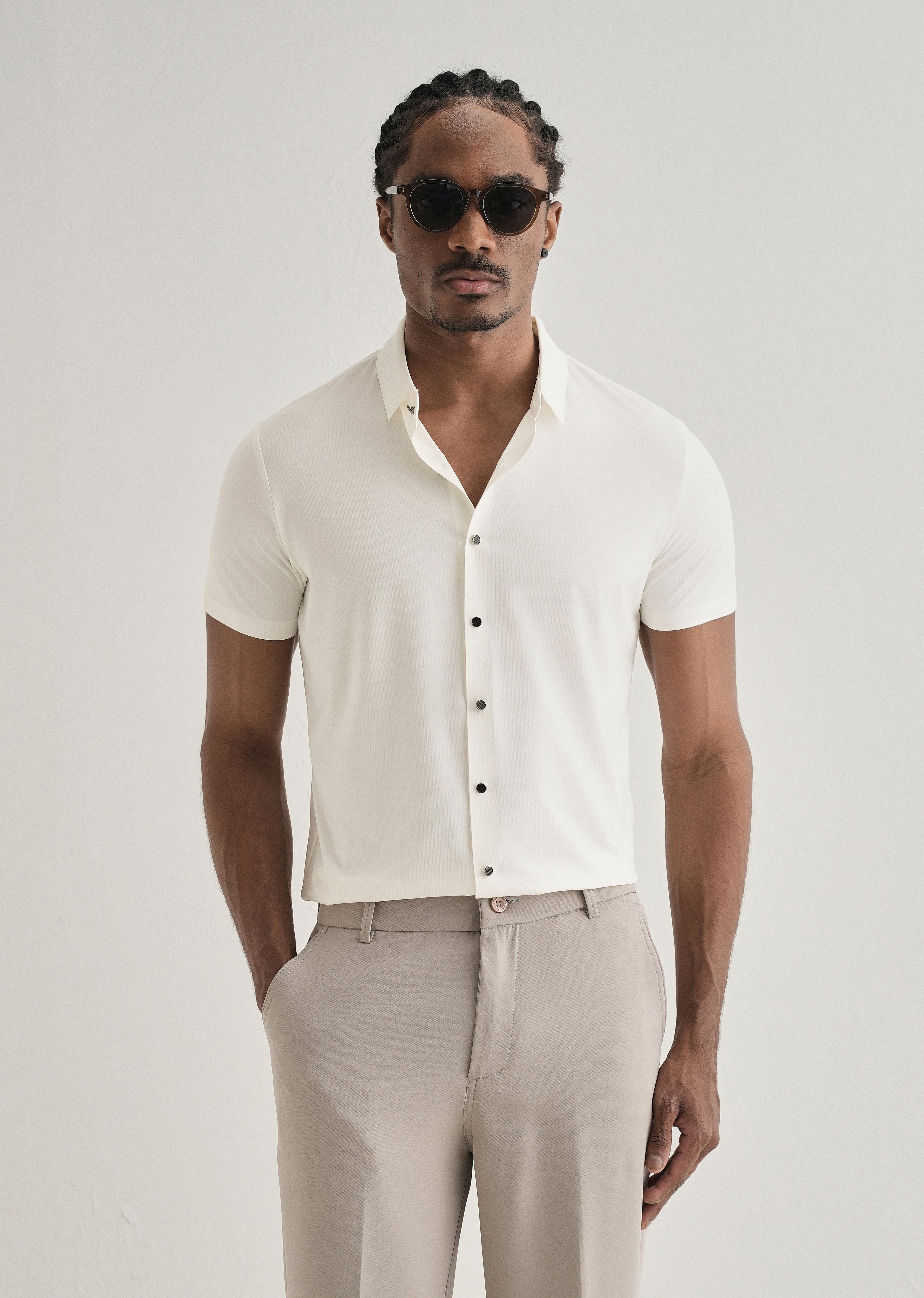 White Stripe Seamless Shirt
