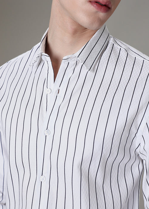 White Dobby Stripe Shirt