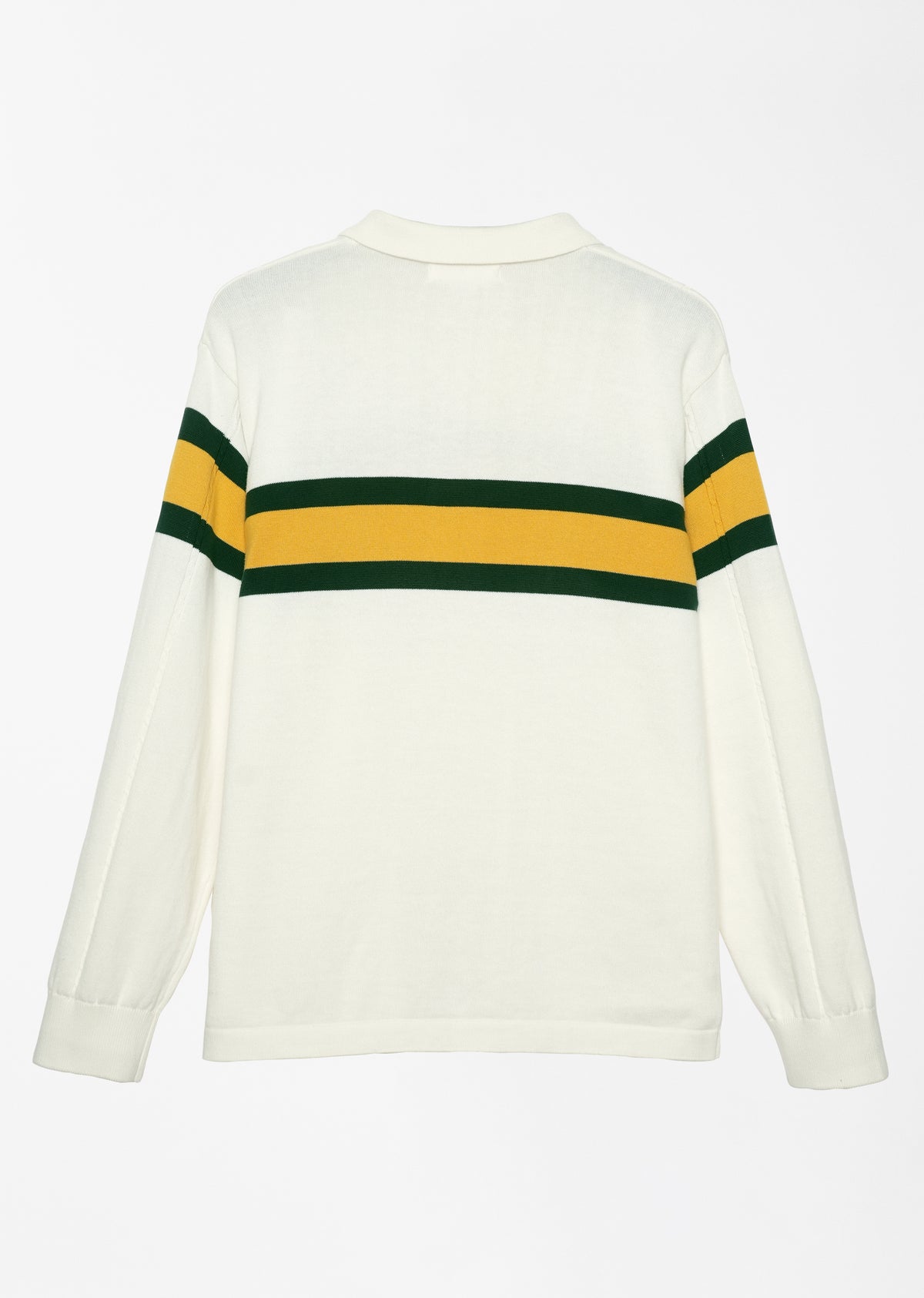 White Striped Knit Polo T-Shirt