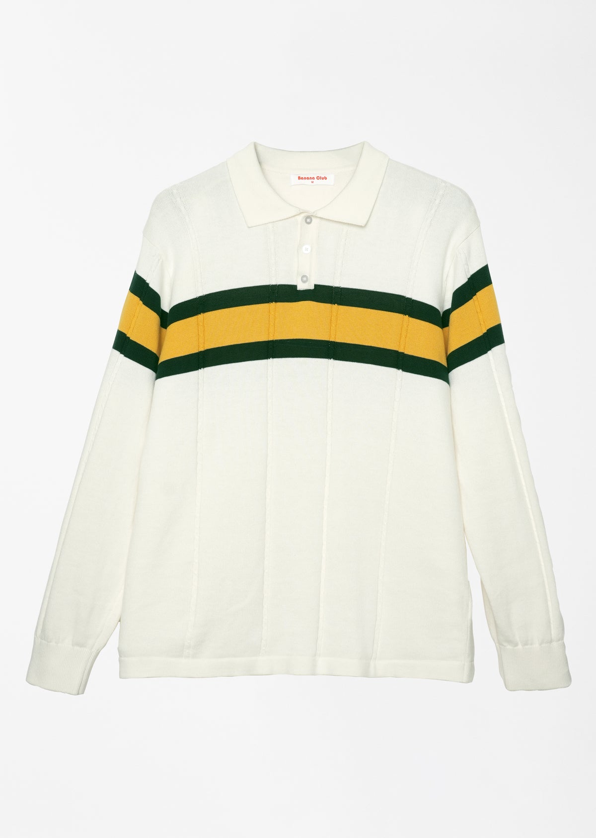 White Striped Knit Polo T-Shirt