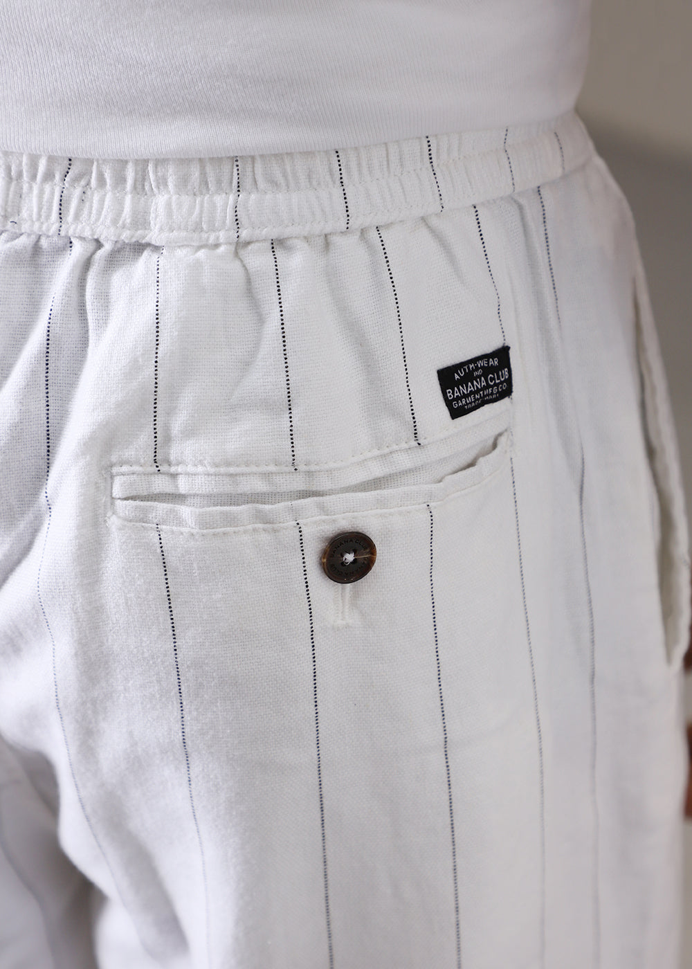 White Striped Linen Pant