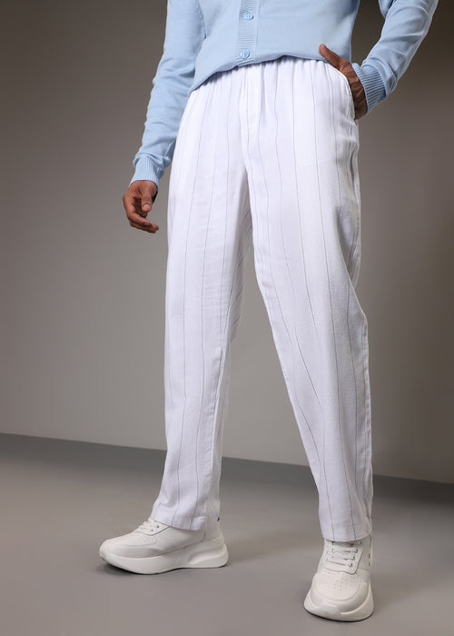 White Cotton Linen Pant