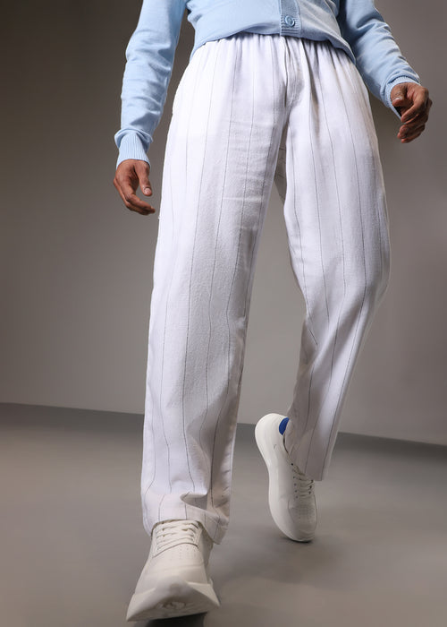 White Cotton Linen Pant