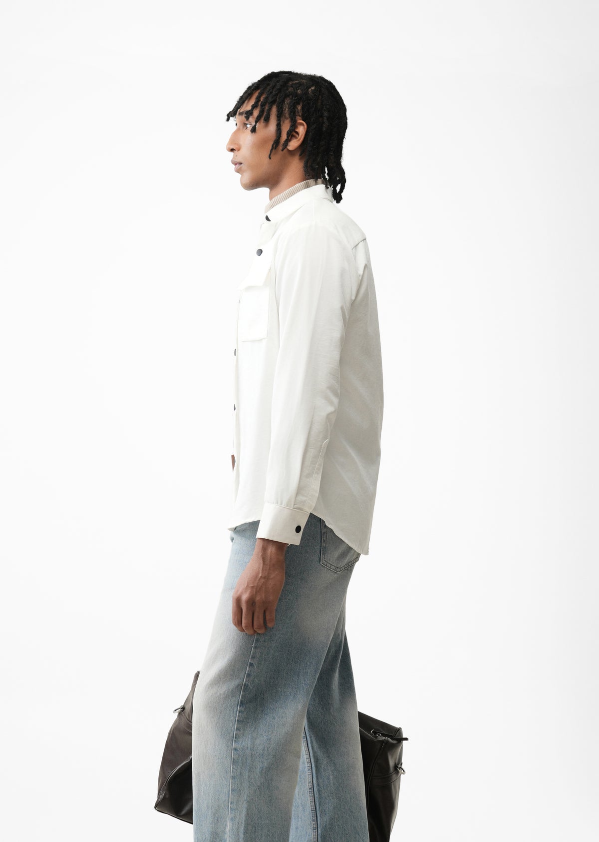 White Suede-Touch Utility Shacket