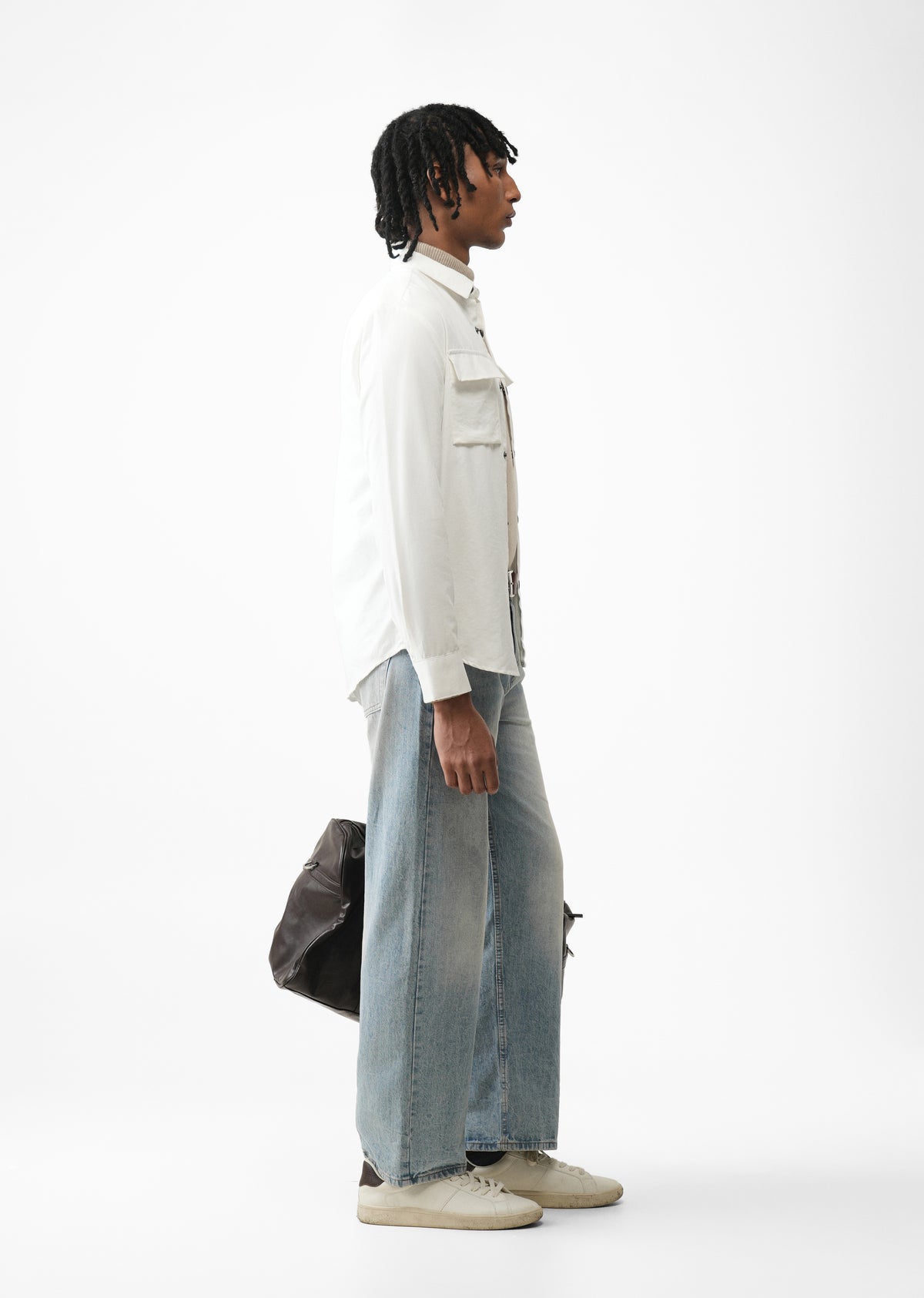 White Suede-Touch Utility Shacket
