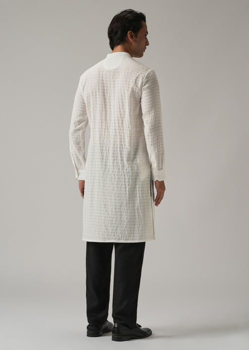 White Nylon Pin Stripe Kurta